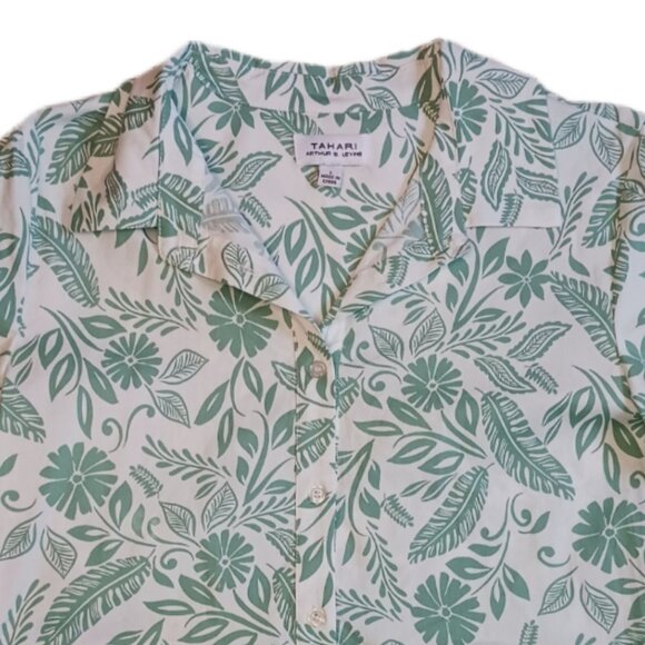 Tahari Arthur S. Levine Womens Large Dress Green/White Midi 3/4 Sleeve Floral - Picture 3 of 5